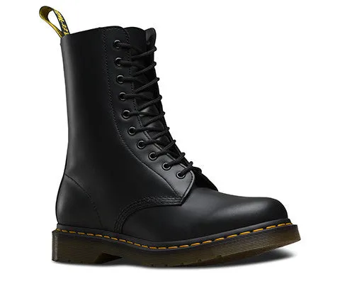 1490 Smooth Black Leather Mid Calf Boots By Dr Martens