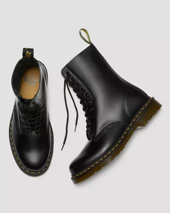 1490 Smooth Black Leather Mid Calf Boots By Dr Martens