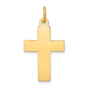 14K Real Yellow Gold High Polished Cross Pendant Charm, 29x15mm