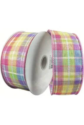 1.5" Pastel Plaid Kennedy Ribbon: Pink (10 Yards)