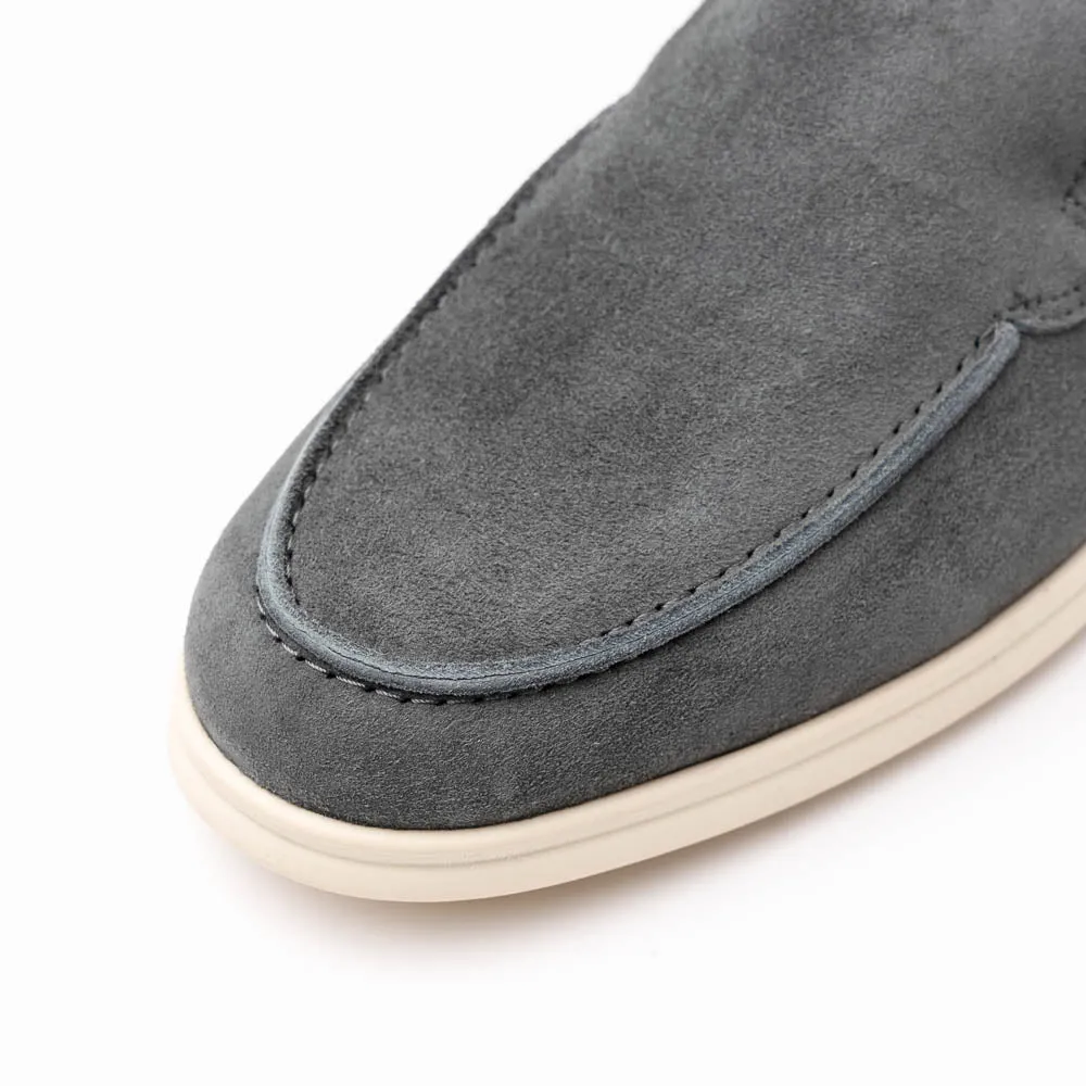 16-621-GRY LIVORNO Sueded Italian Goatskin Loafer Grey