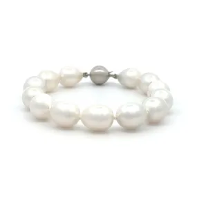 18K White Gold South Sea 9-10mm Cultured Pearl Strand Bracelet