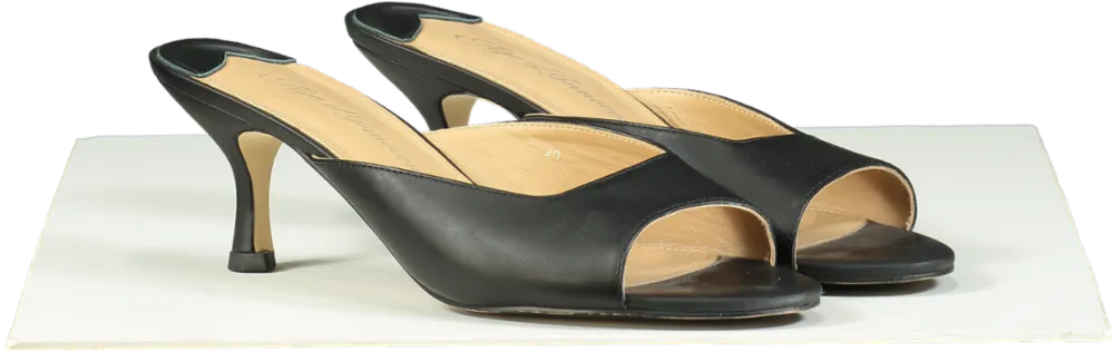 Age of Innocence Black Leather Felicity Mules 5cm UK 7