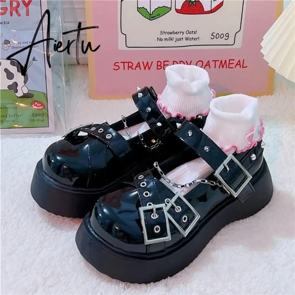 Aiertu  Mary Jane Shoes Sweet Cute Women Pumps Wedge Heels Platform Shoes Women Gothic Girls Lolita Punk Shoes High Heels Plus Size 43