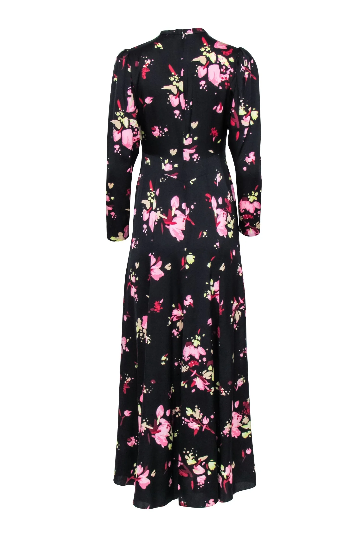 A.L.C. - Black w/ Pink Floral Print Maxi Dress Sz 4