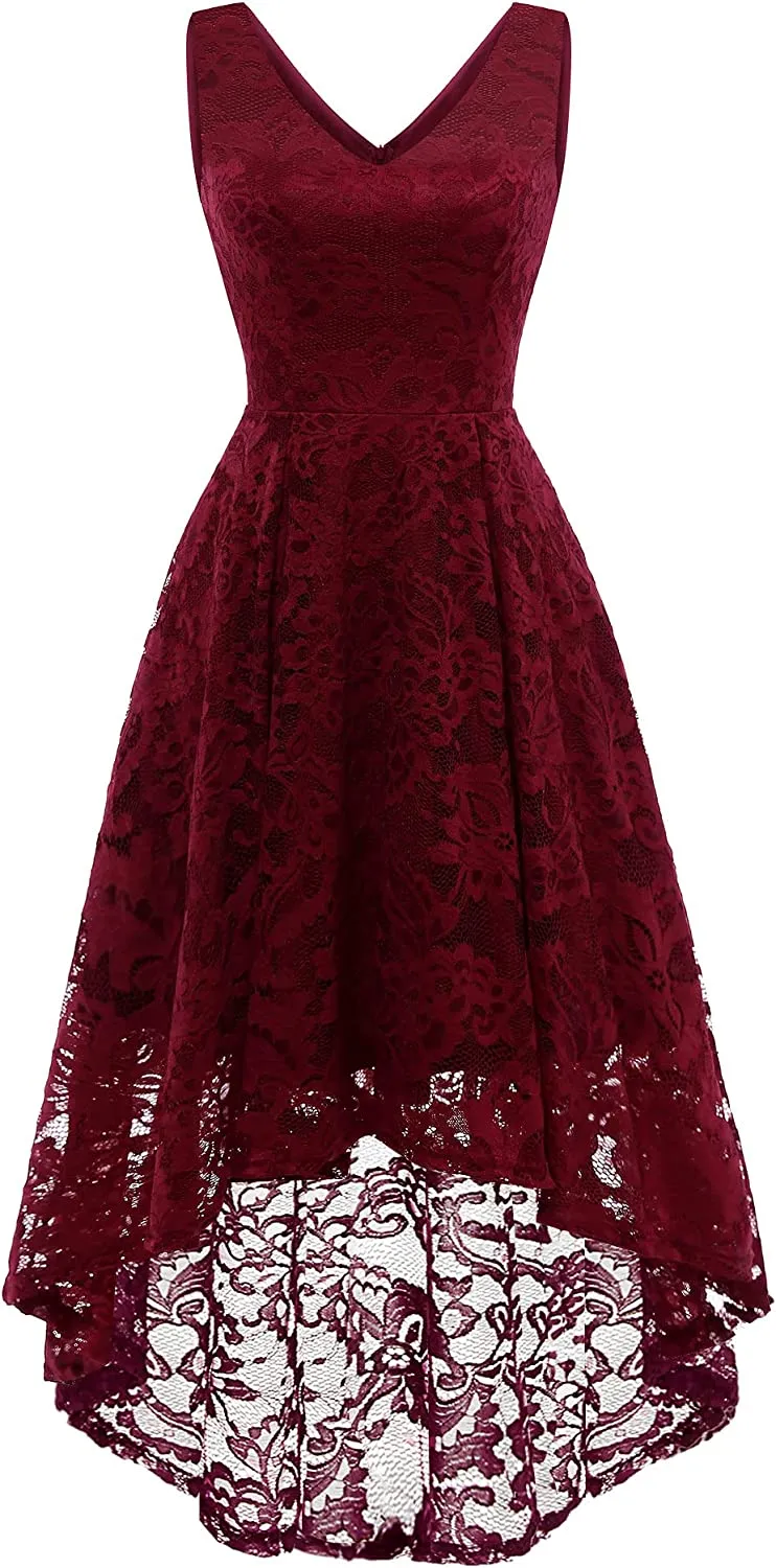 Amy Fashion - Christmas Vintage Floral Lace Sleeveless Formal Swing Dress