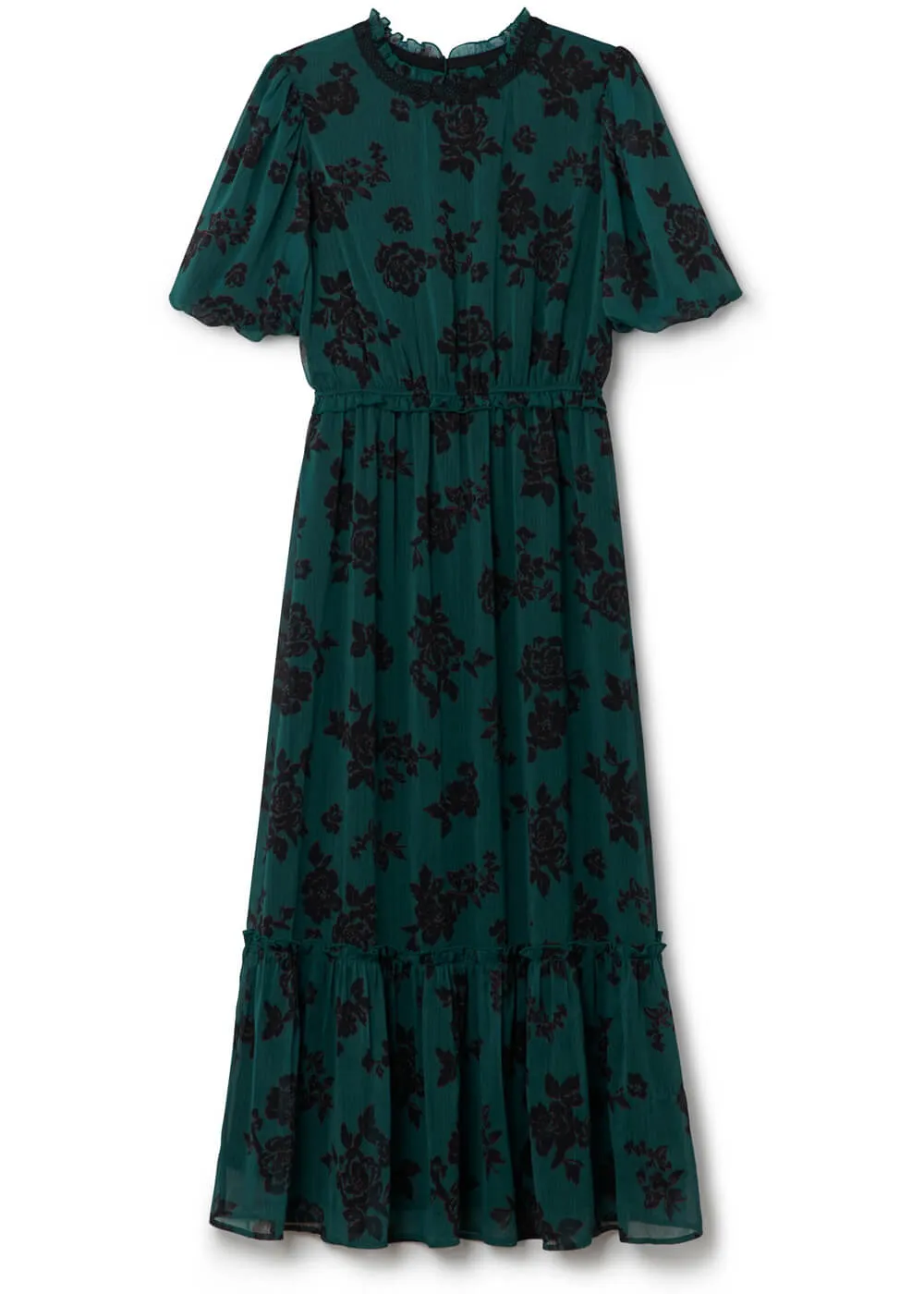 Another Sunday Lillian Floral 70's Midi Dress Green