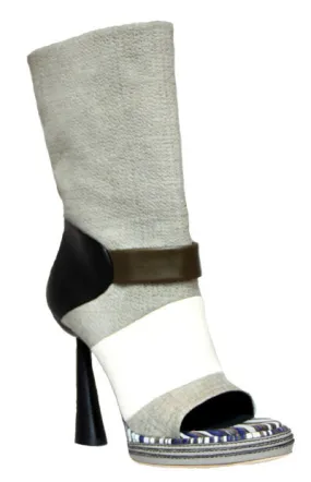 Archive Mid Calf Peeptoe Boot, Grey