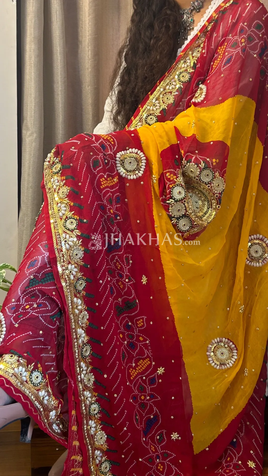 Bandhej Yellow And Red Wedding Chunri