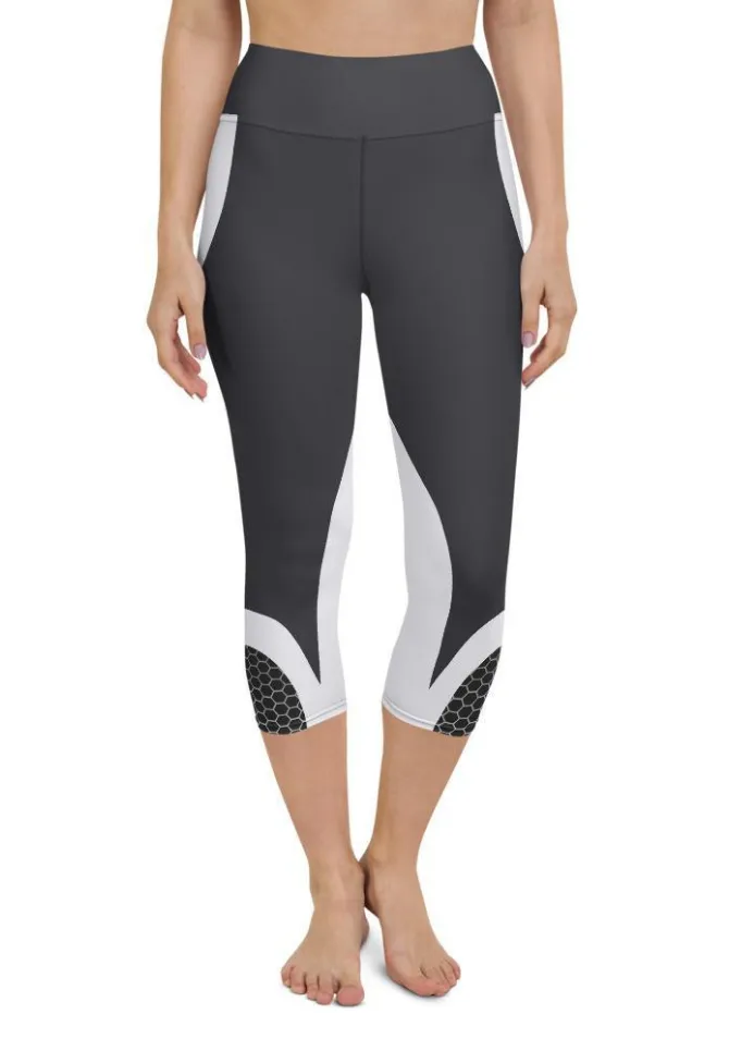 Beehive Geometric Yoga Capris Onyx Gray