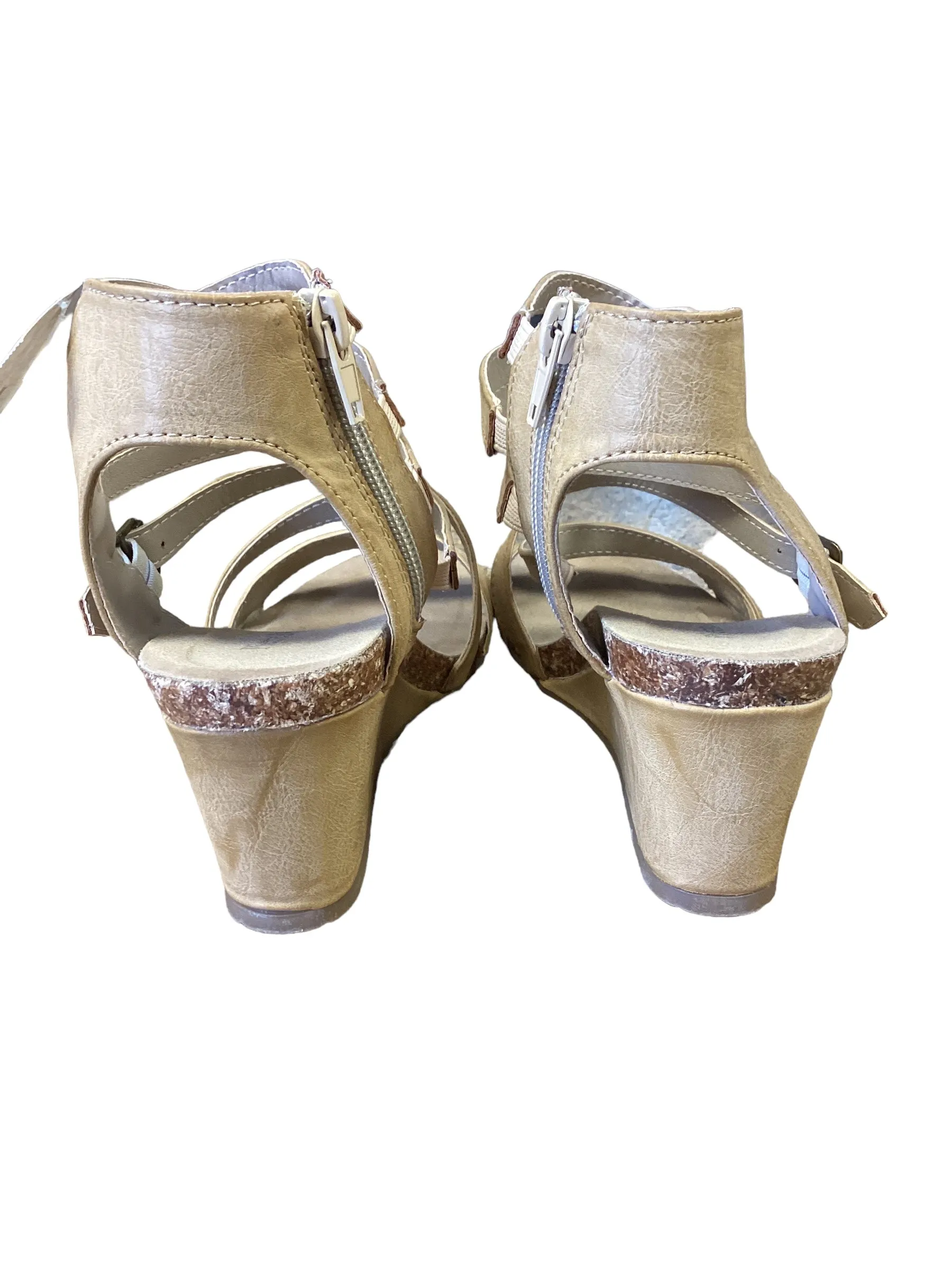 Beige Sandals Heels Wedge Pierre Dumas, Size 6.5