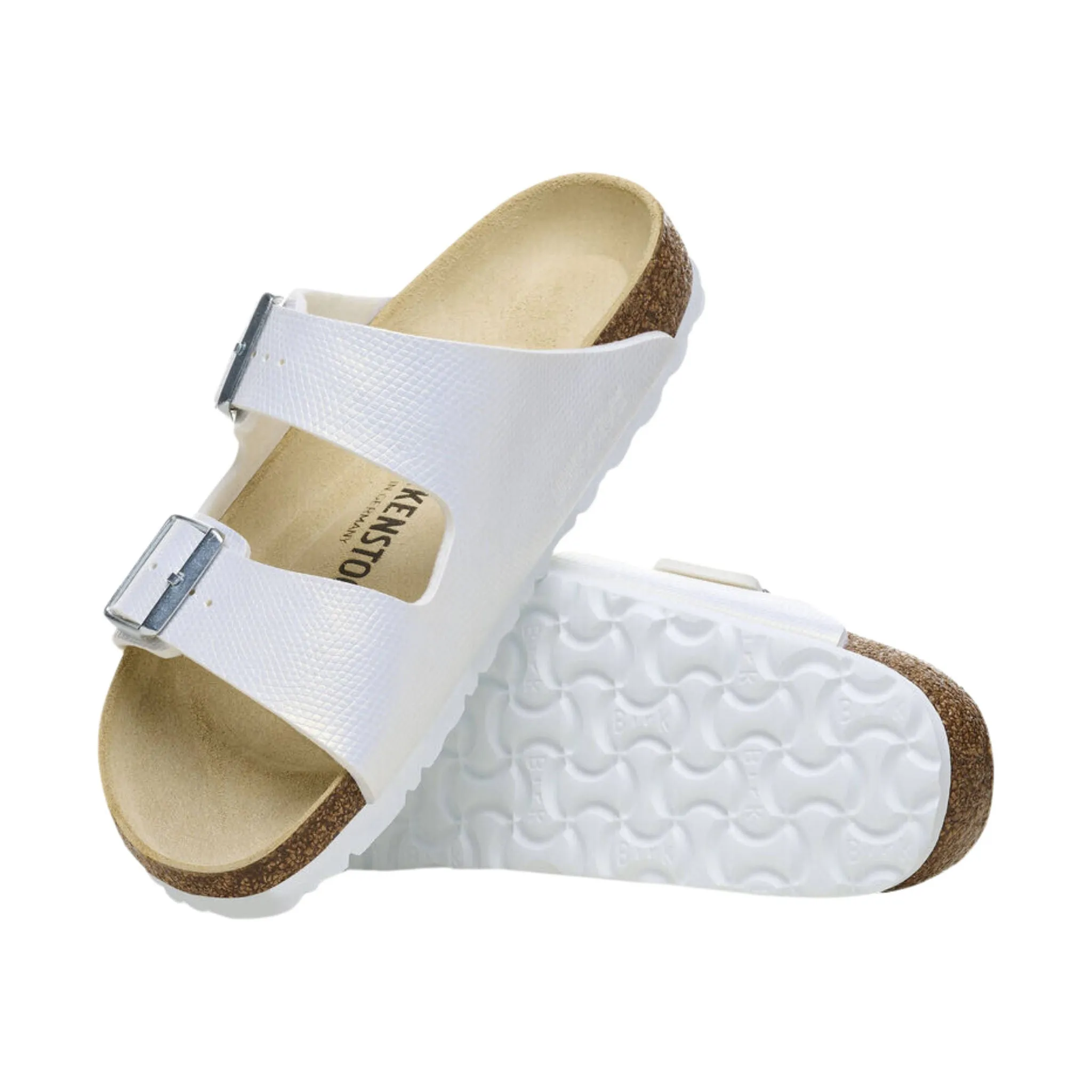 Birkenstock Arizona Birko Flor Embossed Sandal - Shiny White