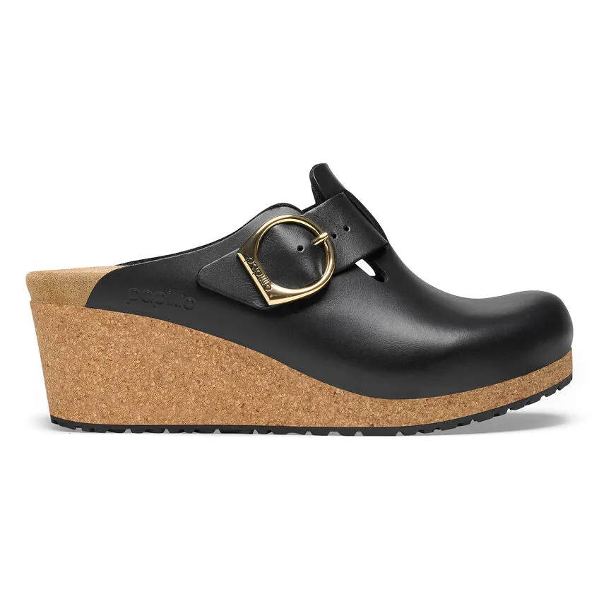 Birkenstock Fanny Ring-Buckle Leather Black Women's