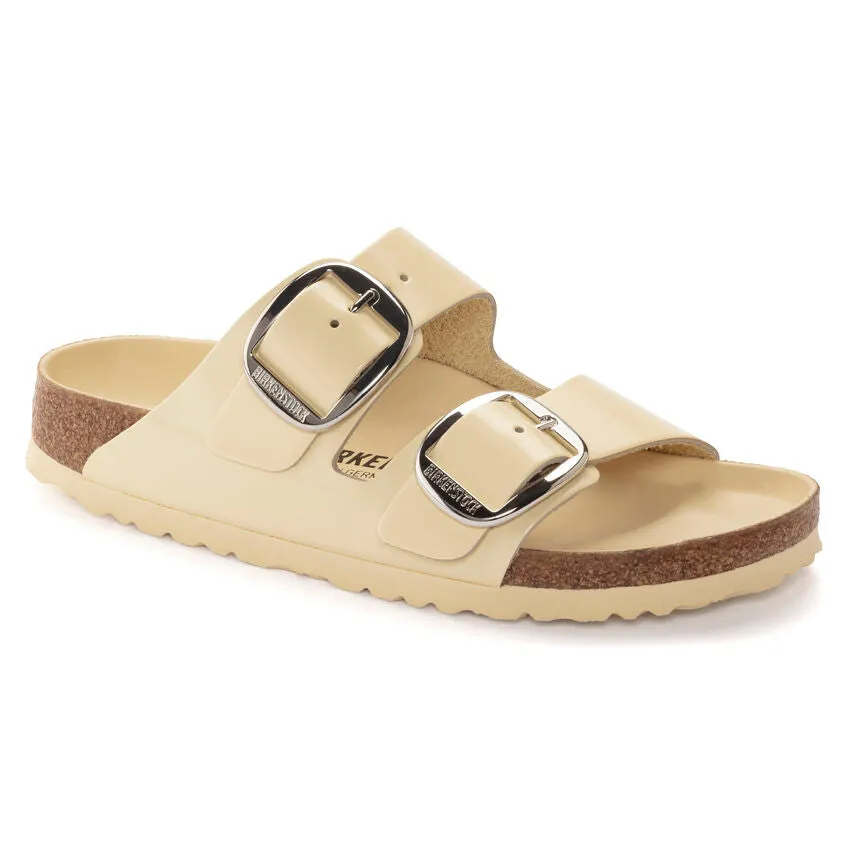 Optimized title: Natural Leather Patent Birkenstock Womens Arizona Sandals with Big Buckle