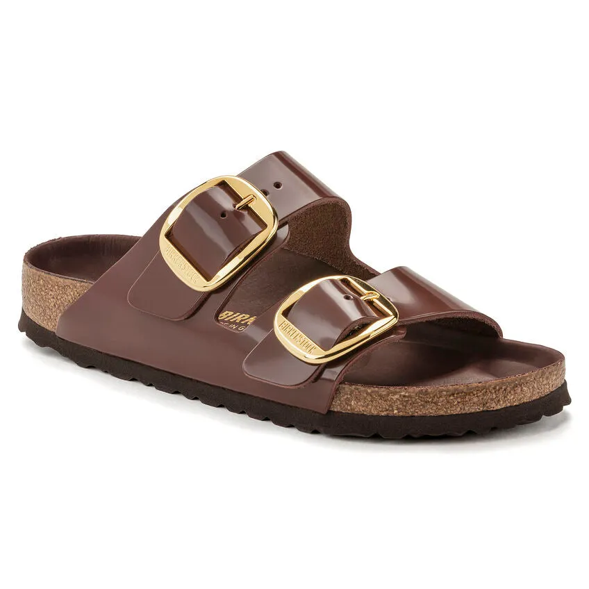 Optimized title: Natural Leather Patent Birkenstock Womens Arizona Sandals with Big Buckle