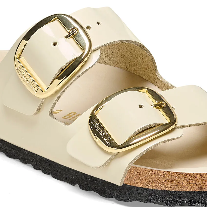 Optimized title: Natural Leather Patent Birkenstock Womens Arizona Sandals with Big Buckle