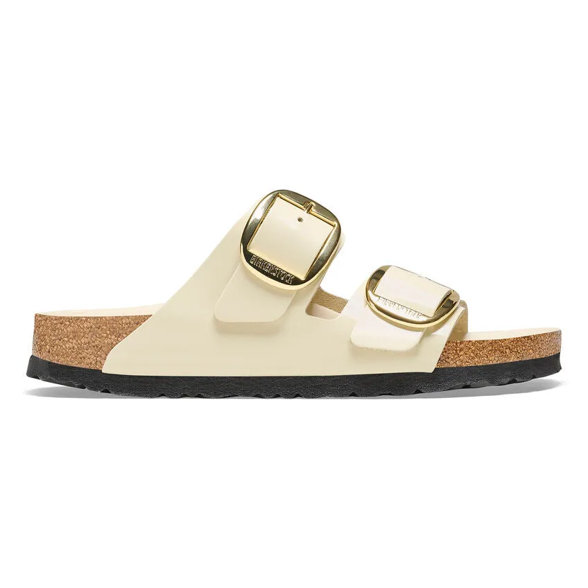 Optimized title: Natural Leather Patent Birkenstock Womens Arizona Sandals with Big Buckle