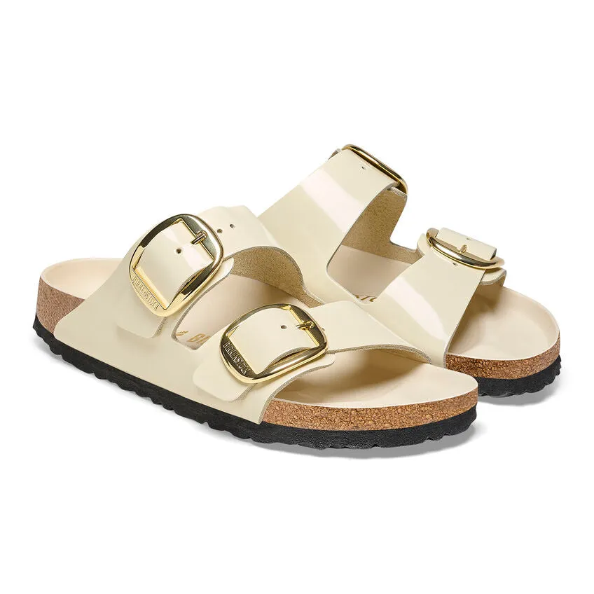 Optimized title: Natural Leather Patent Birkenstock Womens Arizona Sandals with Big Buckle