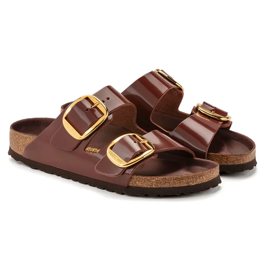 Optimized title: Natural Leather Patent Birkenstock Womens Arizona Sandals with Big Buckle