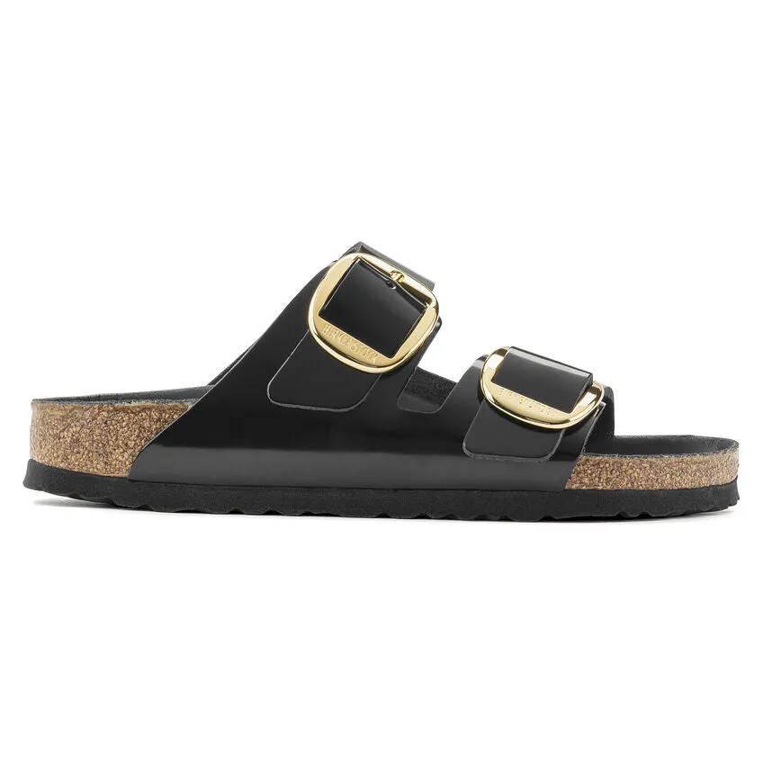 Optimized title: Natural Leather Patent Birkenstock Womens Arizona Sandals with Big Buckle