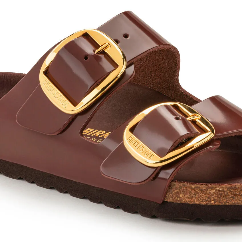 Optimized title: Natural Leather Patent Birkenstock Womens Arizona Sandals with Big Buckle