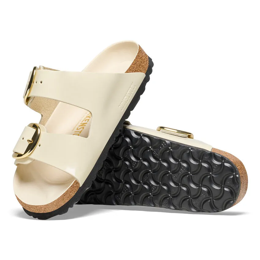 Optimized title: Natural Leather Patent Birkenstock Womens Arizona Sandals with Big Buckle