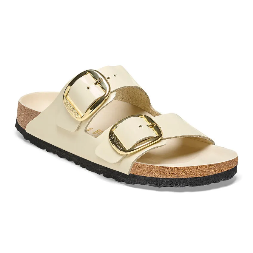 Optimized title: Natural Leather Patent Birkenstock Womens Arizona Sandals with Big Buckle