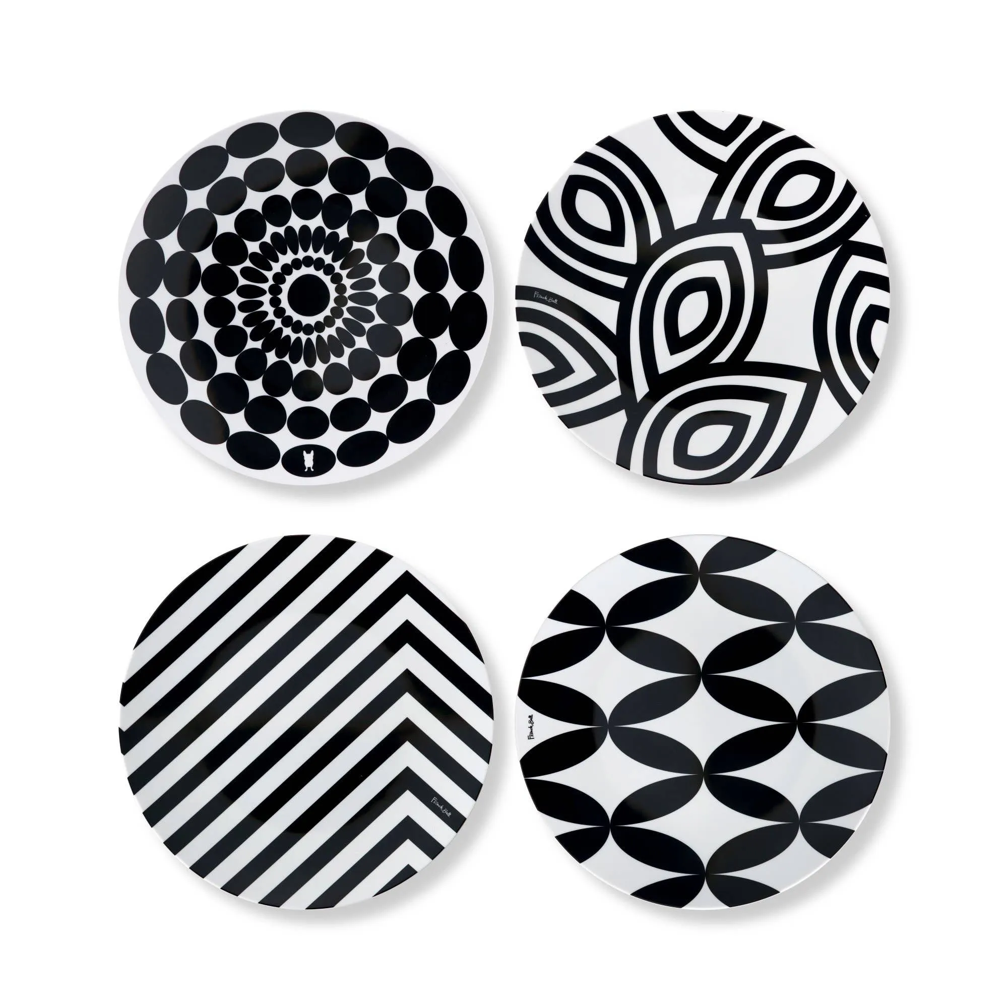 Black and White 9" Salad Plate Set