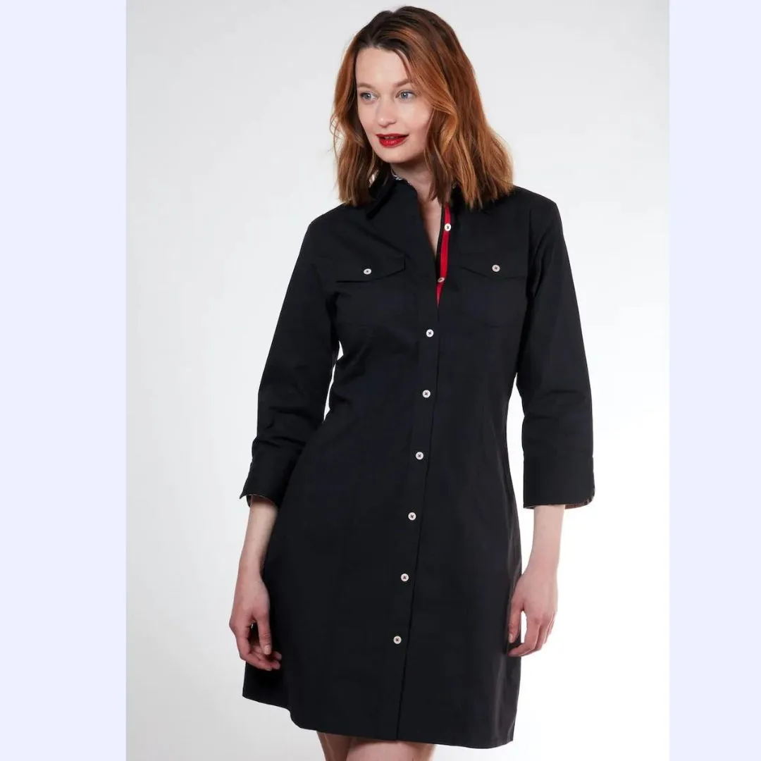 Black Button Front Shirt Dress