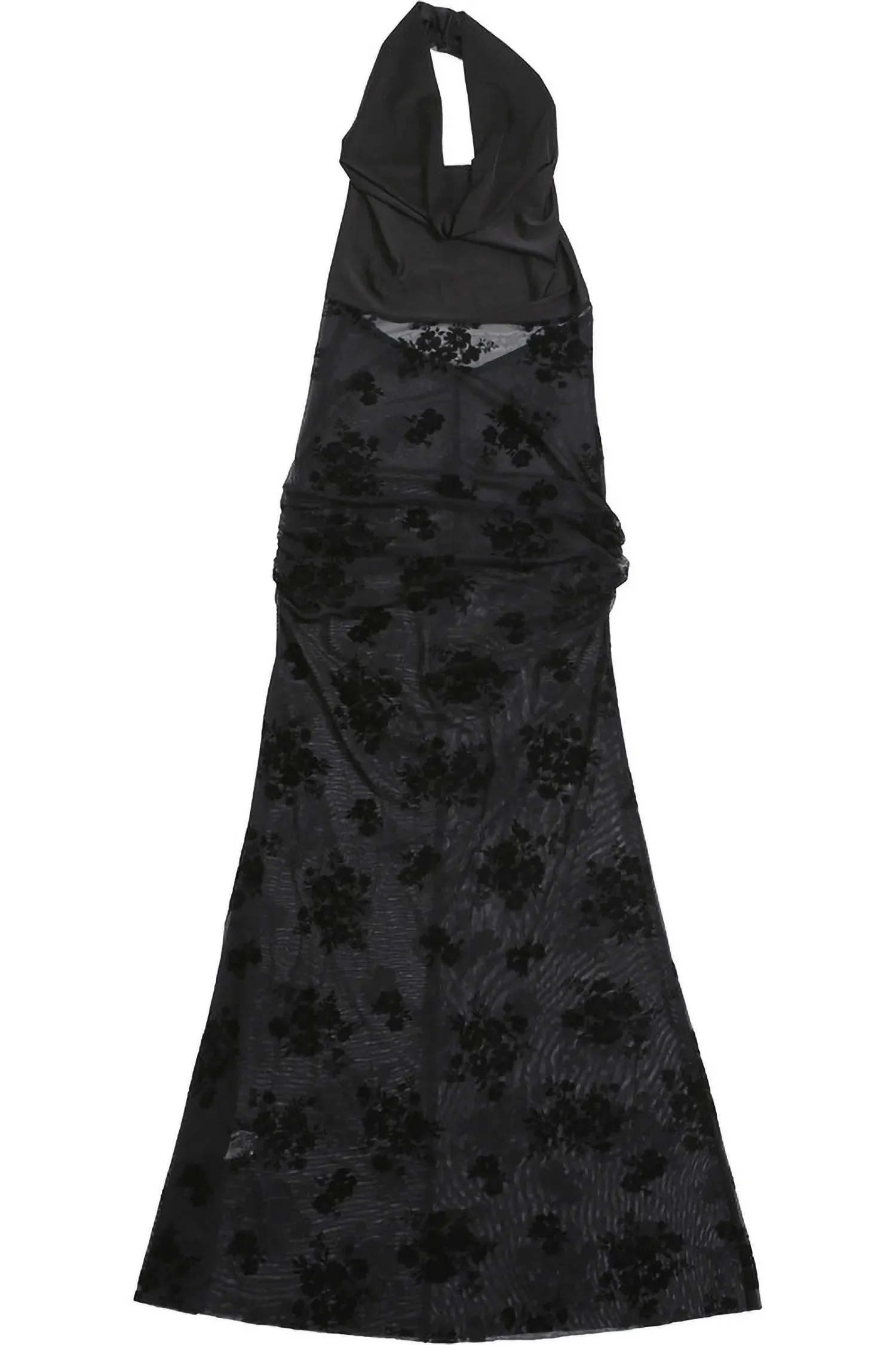 Black Sheer Cowl Neck Maxi Dress