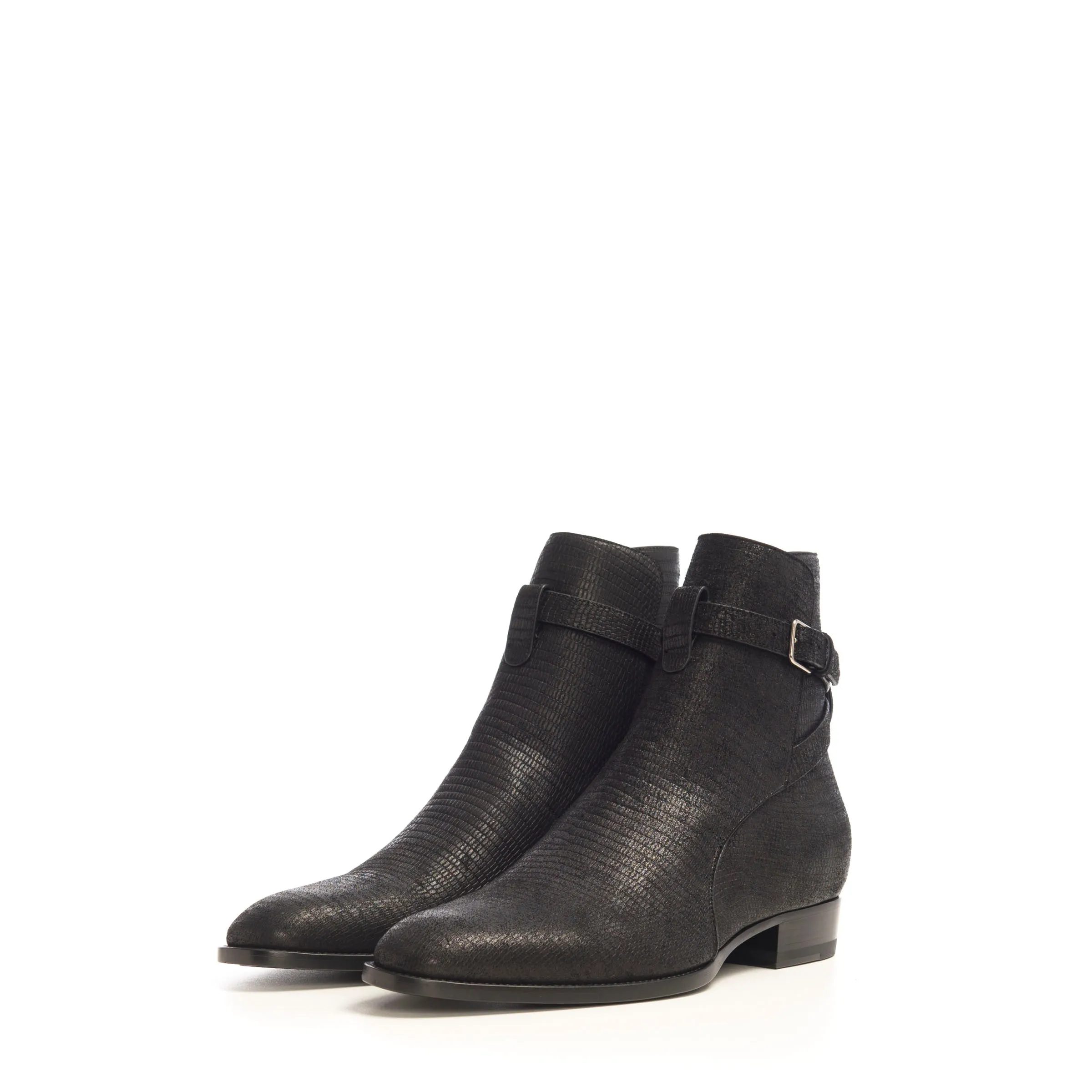 Black Wyatt Jodhpur Boots In Tejus-Embossed Suede