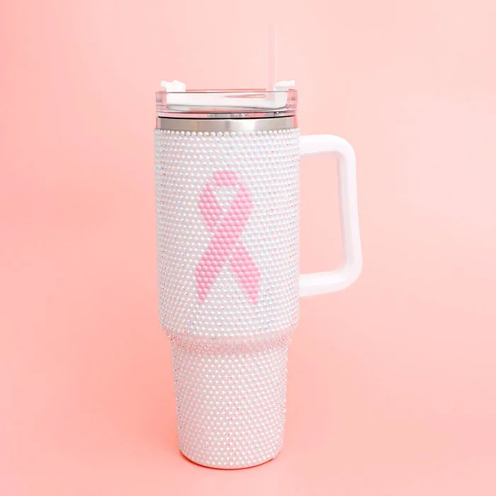 Breast Cancer Pink Bling 40.5 oz Tumbler Cup