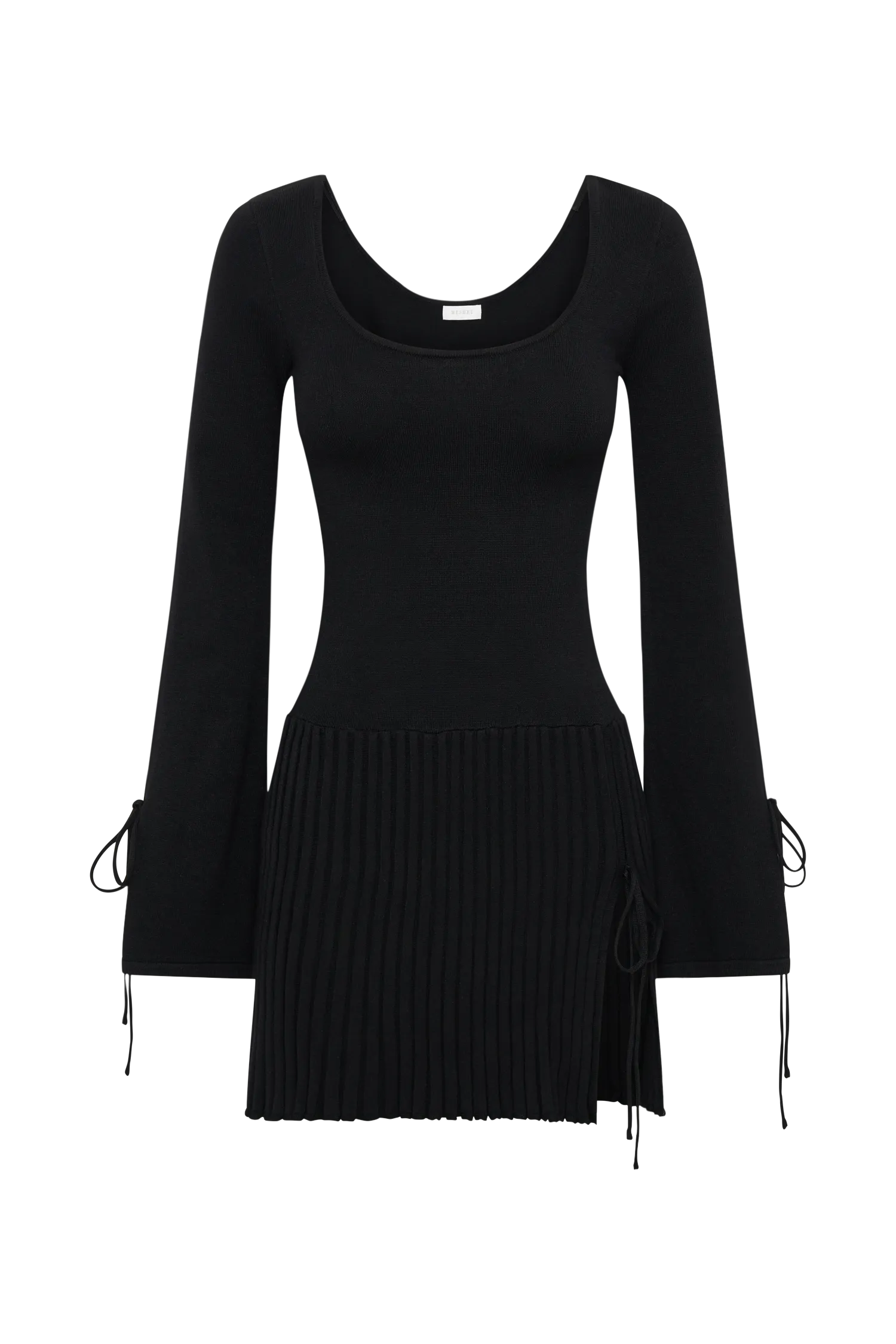 Britney Long Sleeve Knit Mini Dress - Black