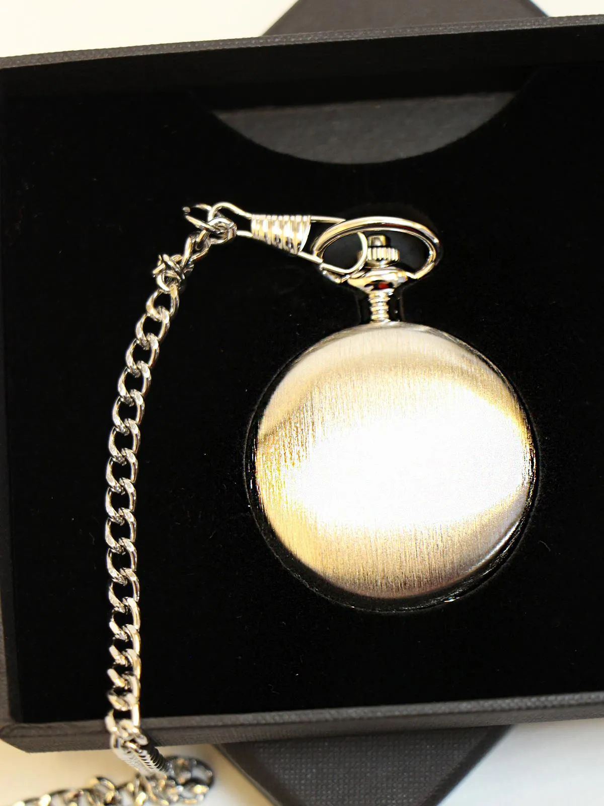 Brushed Silver Quartz Pocket Fob Watch