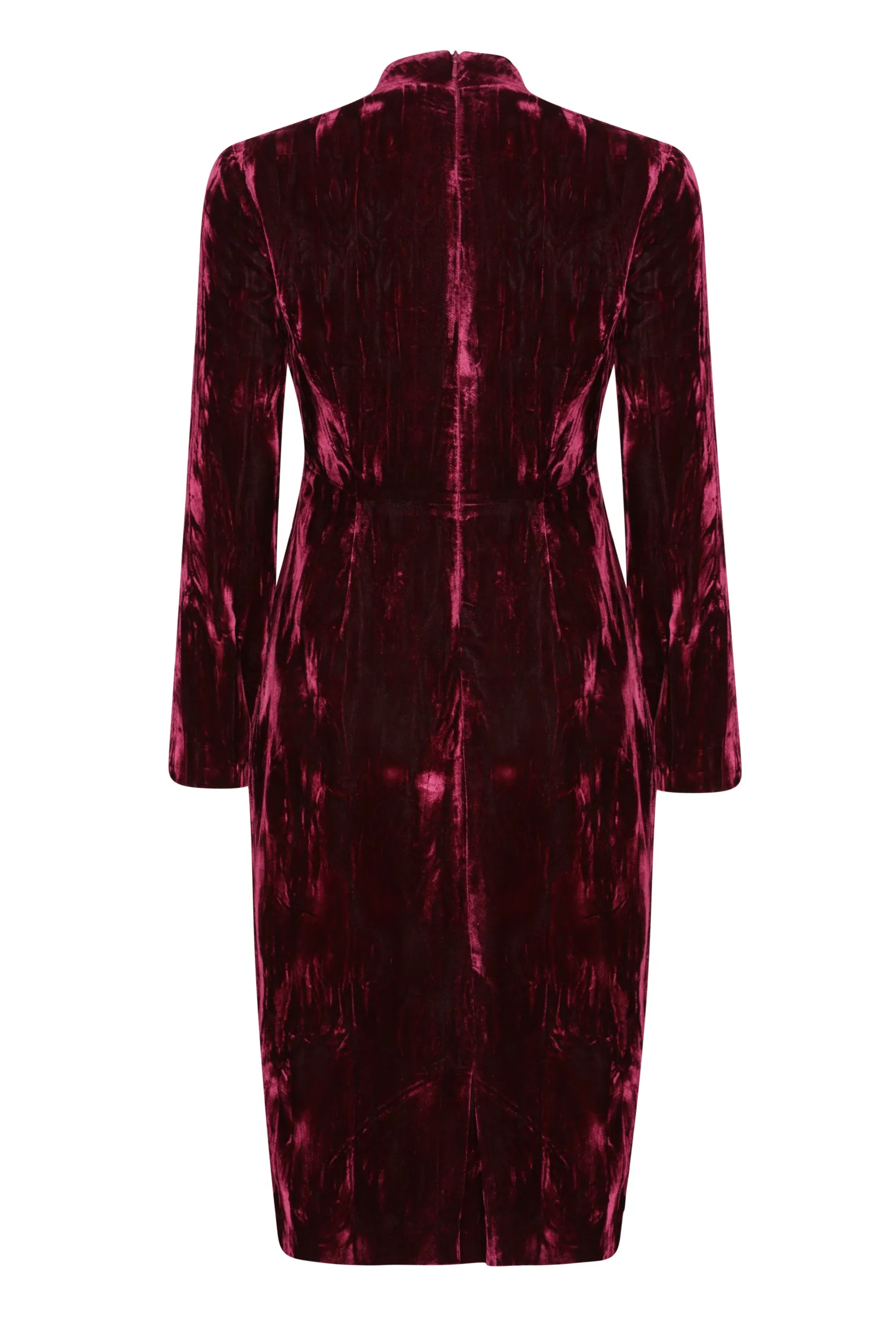 Burgundy Crushed Velvet Dress - Emma