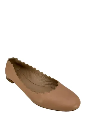 Chloe Lauren Scalloped Leather Ballet Flats Size 7.5