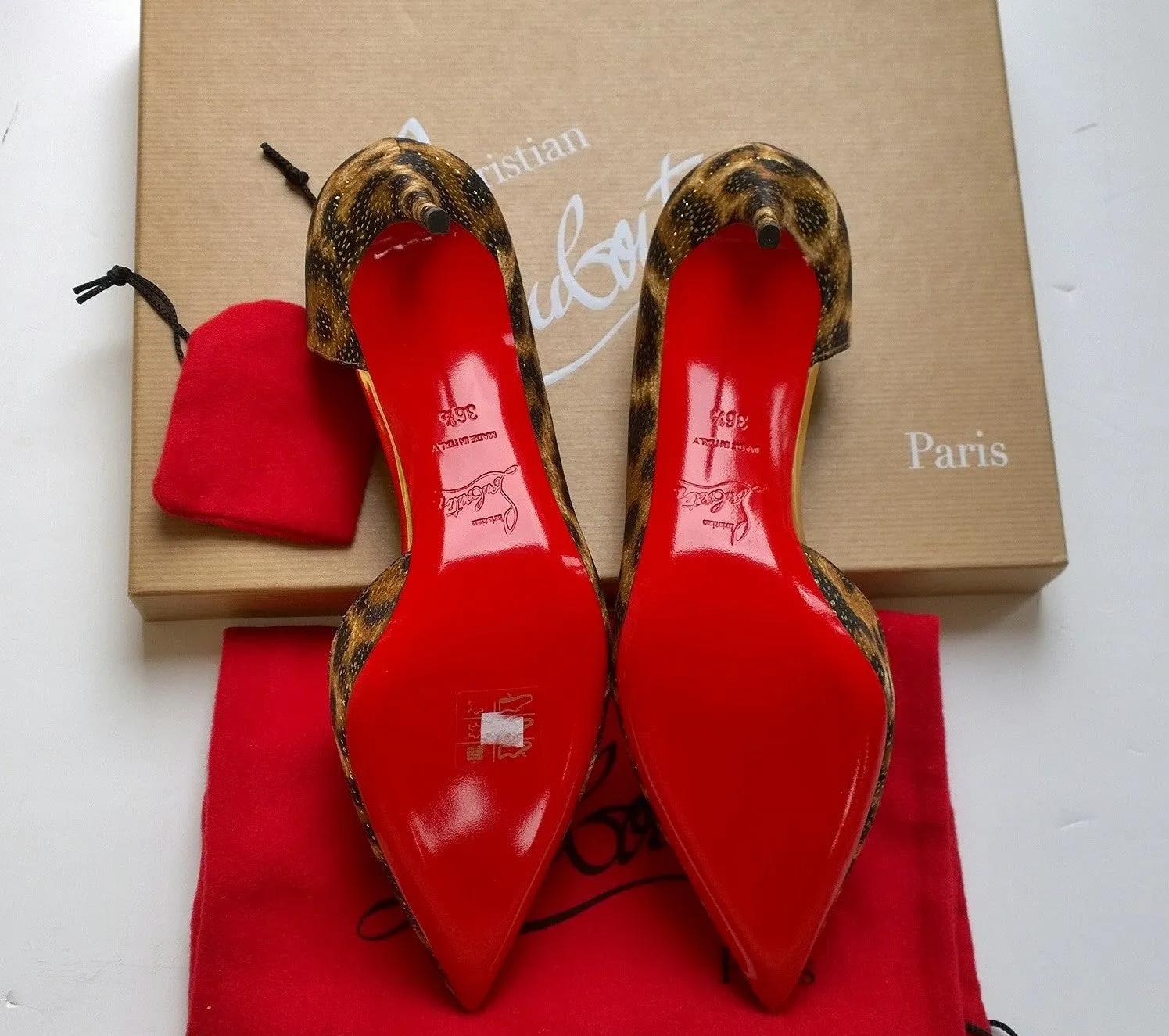 Christian Louboutin Iriza 70 Lurex Panthere Leopard Heels in Glitter Satin