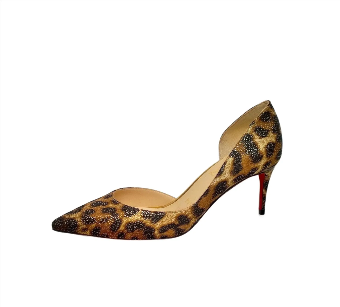 Christian Louboutin Iriza 70 Lurex Panthere Leopard Heels in Glitter Satin