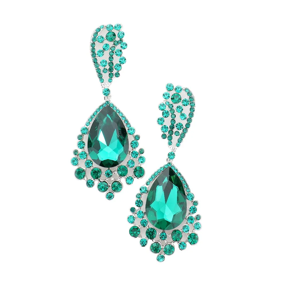 Chunky Crystal Rhinestone Teardrop Bubble Evening Earrings