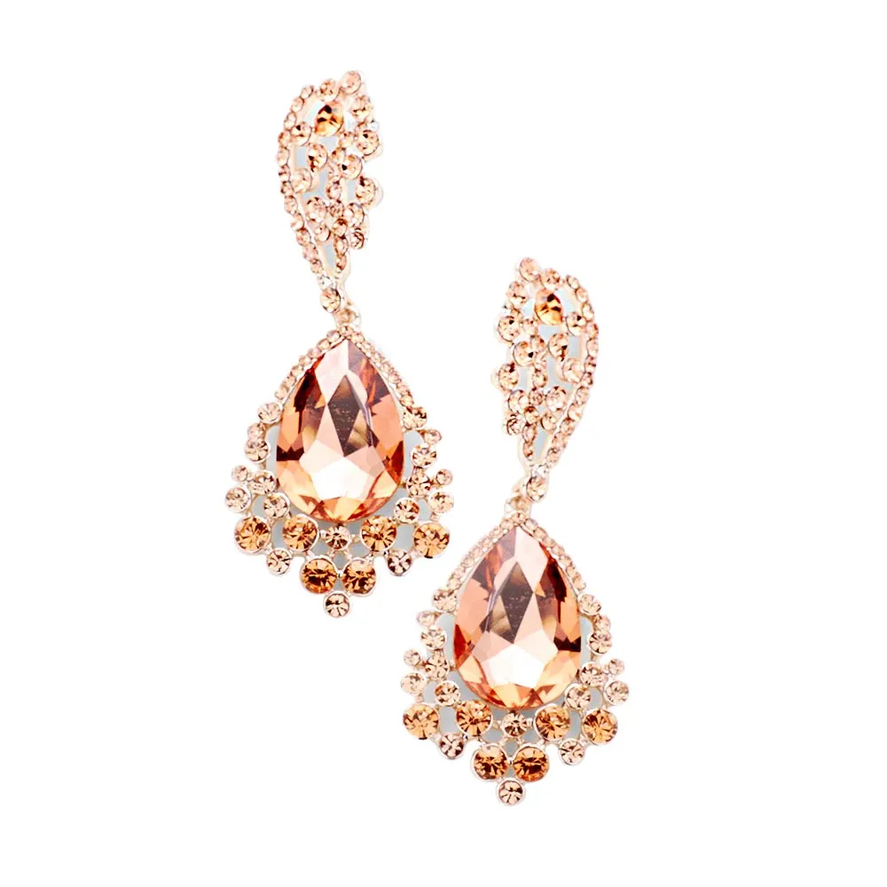 Chunky Crystal Rhinestone Teardrop Bubble Evening Earrings