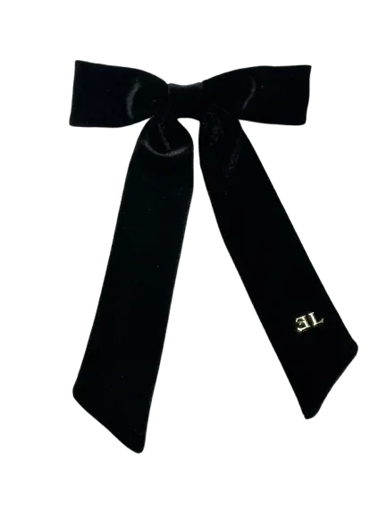 clip bow velvet embellished pearl - black-5