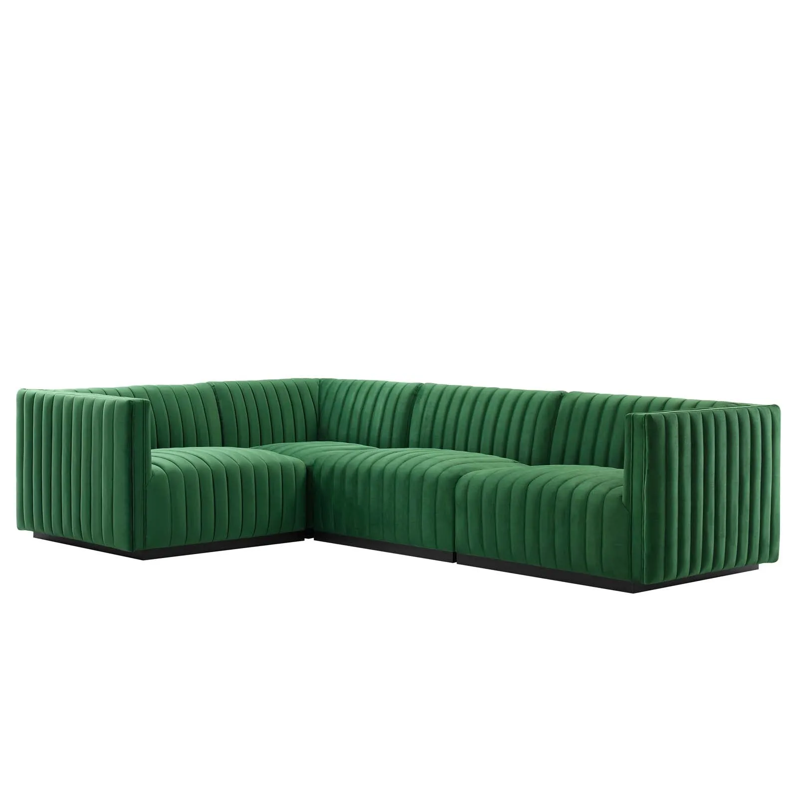 Conjure Channel Tufted Performance Velvet 4-Piece Sectional by Modway