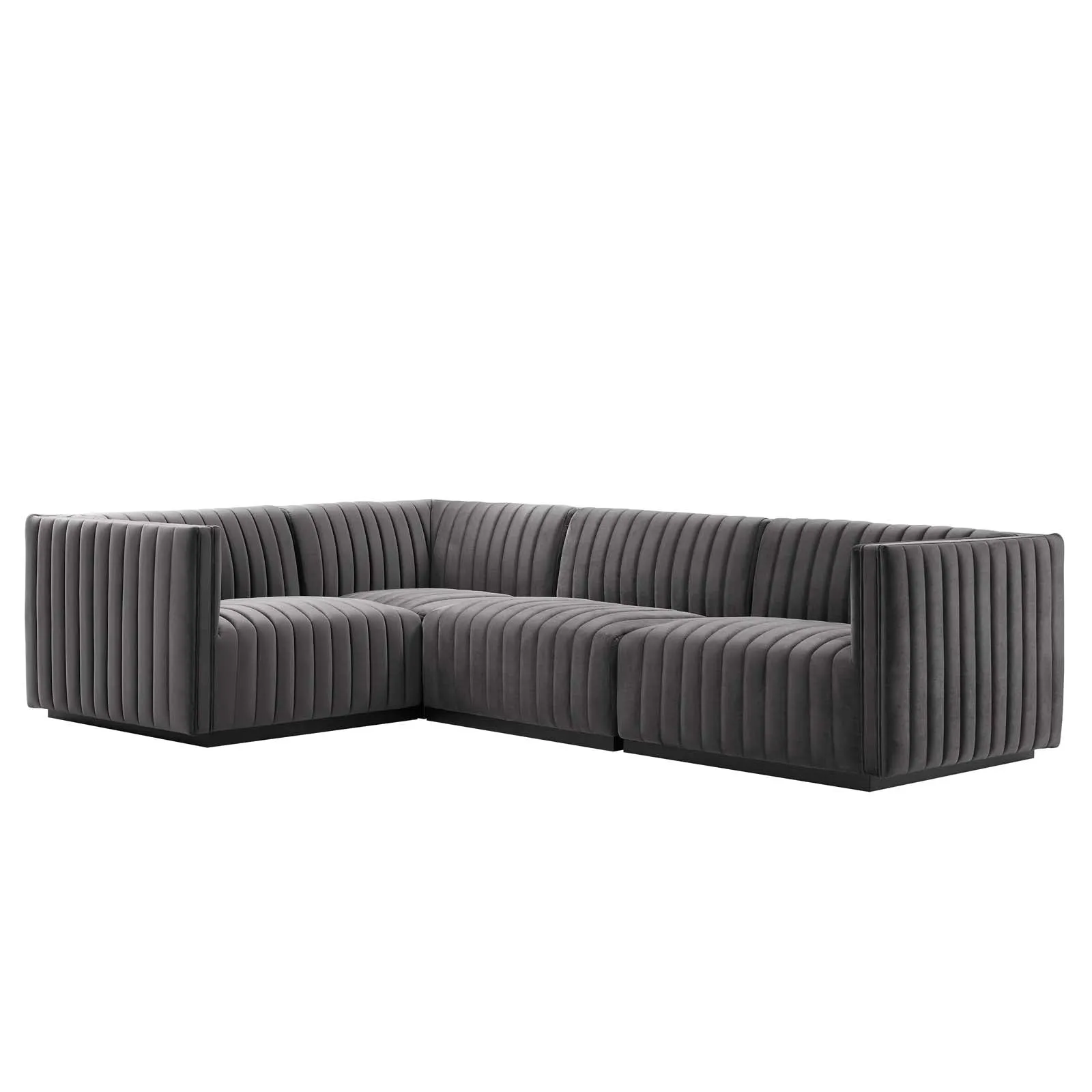 Conjure Channel Tufted Performance Velvet 4-Piece Sectional by Modway