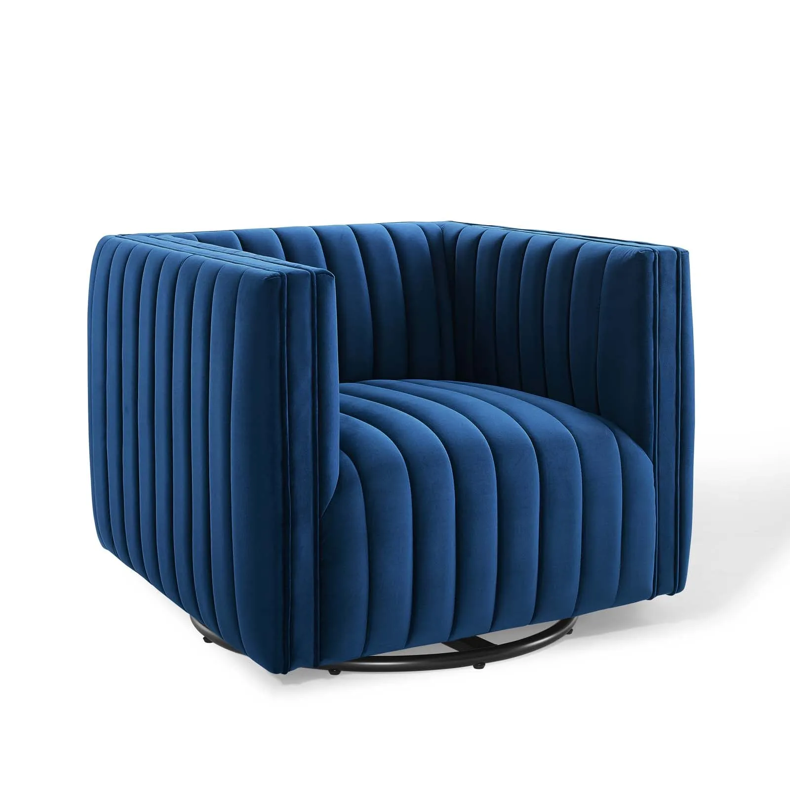 Conjure Channel Tufted Performance Velvet Swivel Armchair