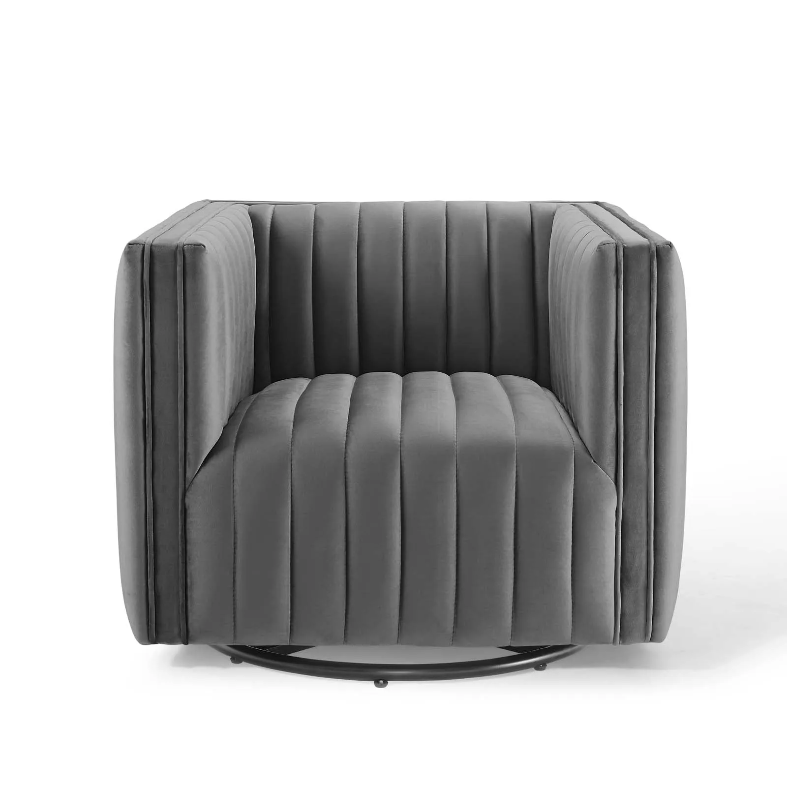 Conjure Channel Tufted Performance Velvet Swivel Armchair