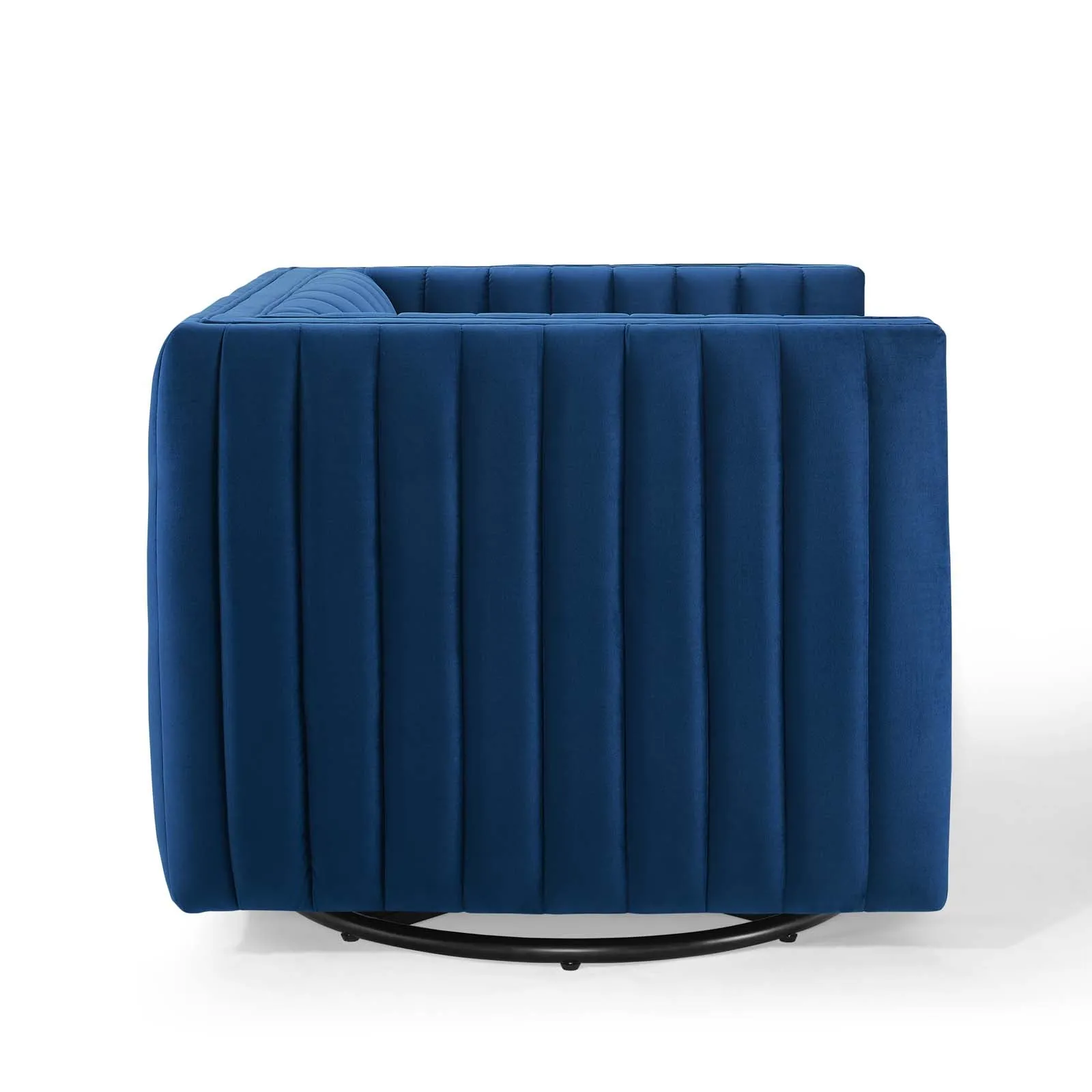 Conjure Channel Tufted Performance Velvet Swivel Armchair