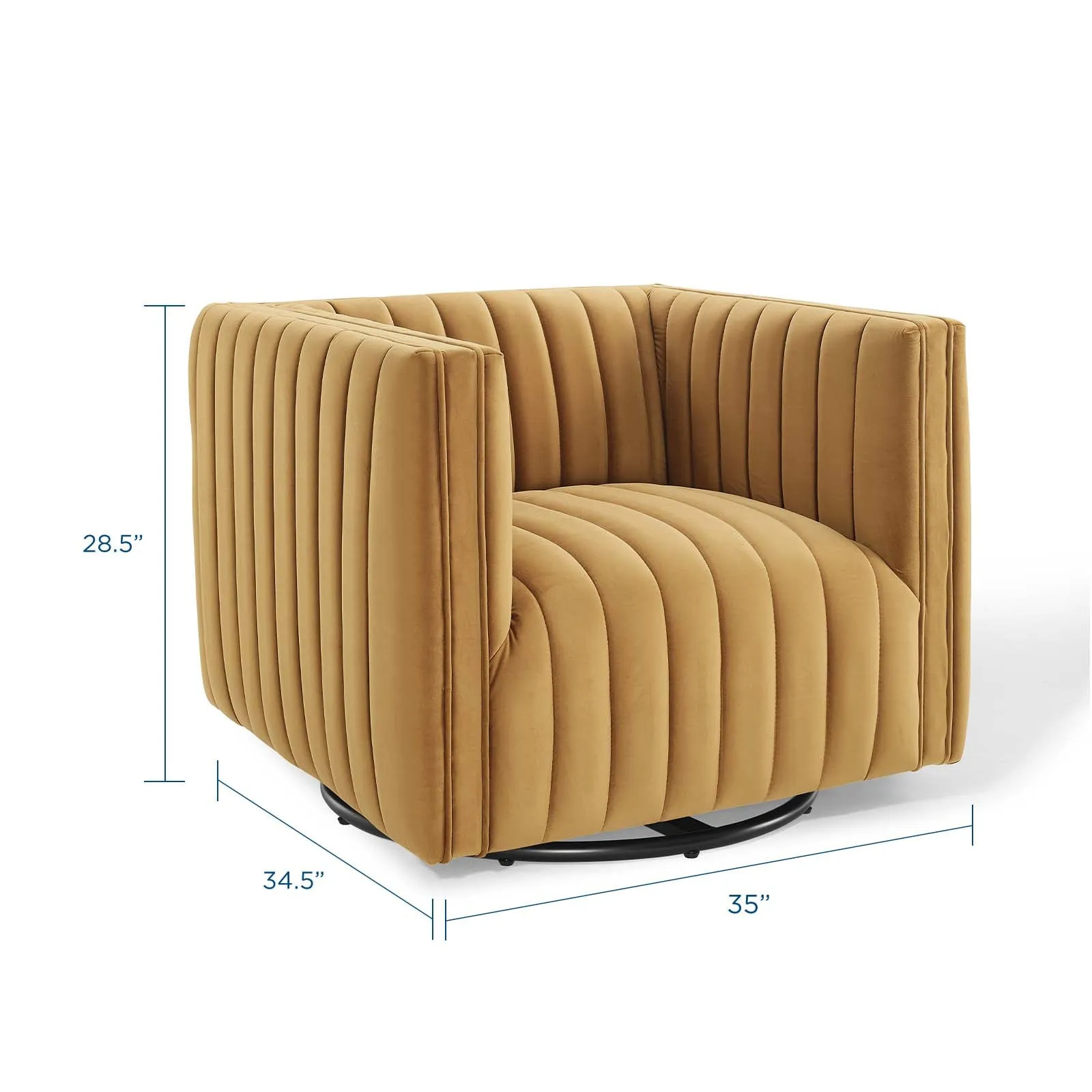 Conjure Channel Tufted Performance Velvet Swivel Armchair