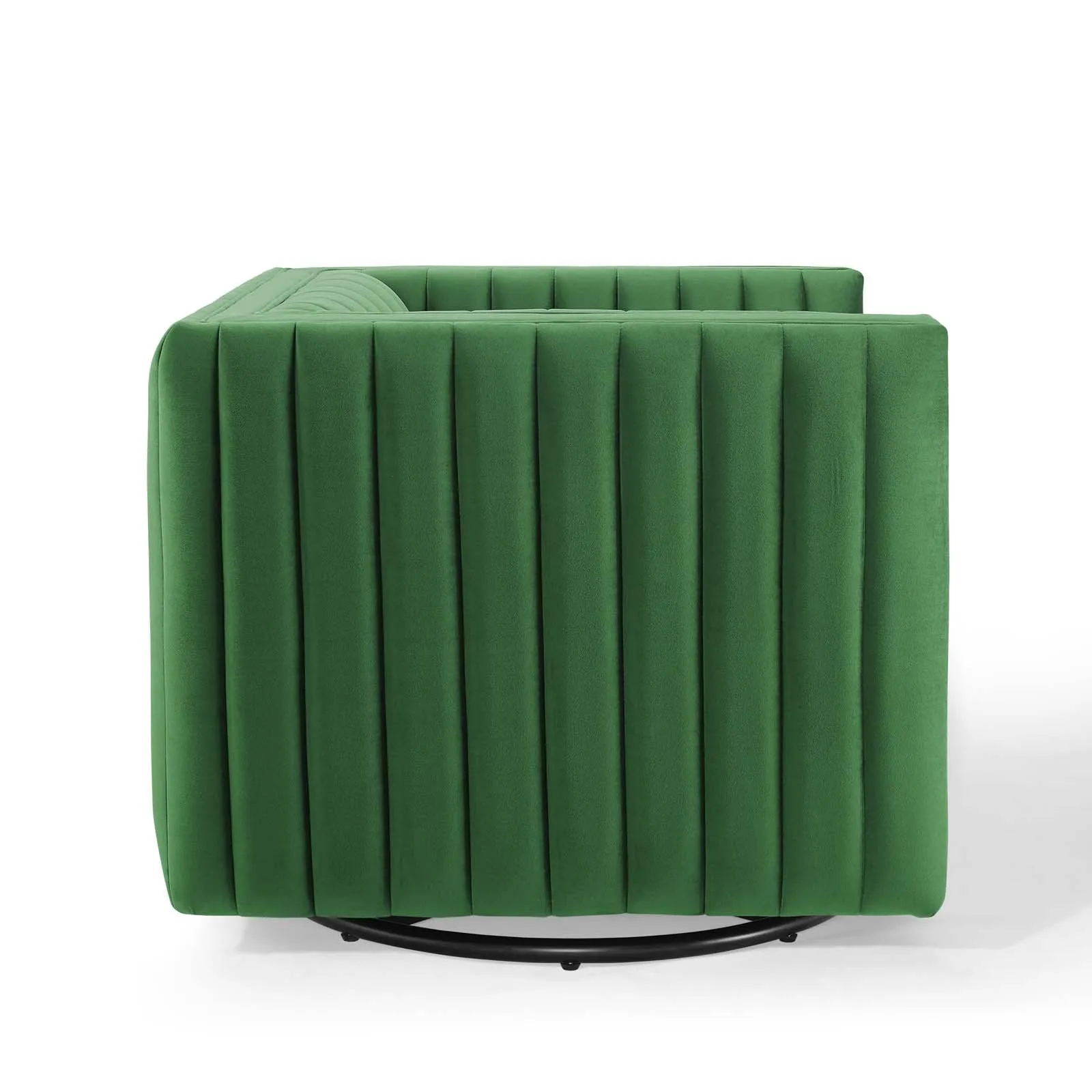 Conjure Channel Tufted Performance Velvet Swivel Armchair