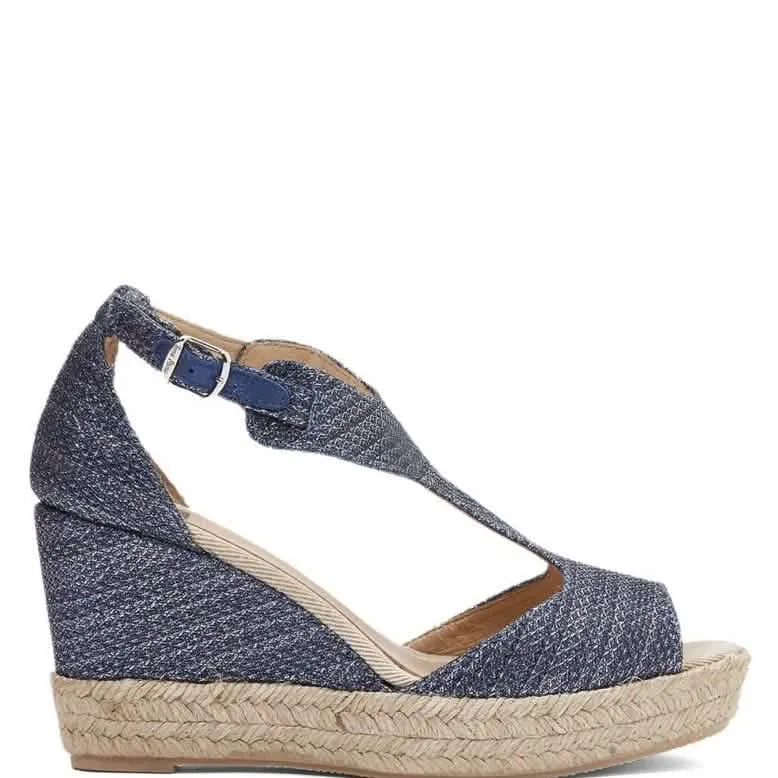 Cotton Blend with Open Toe Wedge Espadrille for Women - Anna-S