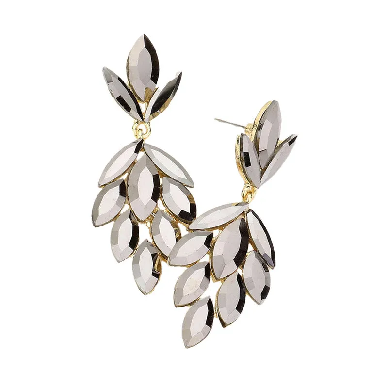 Crystal Marquise Cluster Evening Earrings